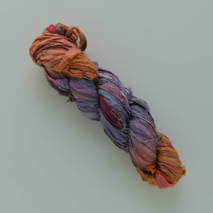 10 yards Sari SILK Ribbon Yarn Aqua Purple