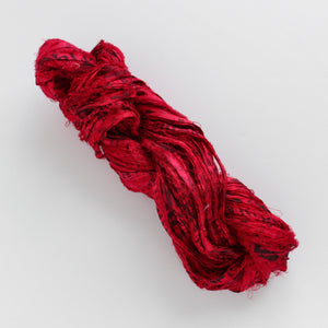 100 g Recycled Sari Silk Ribbon Yarn Coral